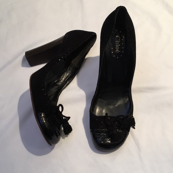 Chloe Shoes - Chloe 38 tassel bow pumps heels suede leather